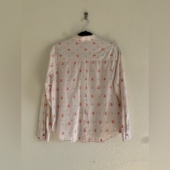 Anthropologie Maeve Miette Teepee Button Down Shirt Size 10 Long Sleeve Pleated - Picture 2 of 9